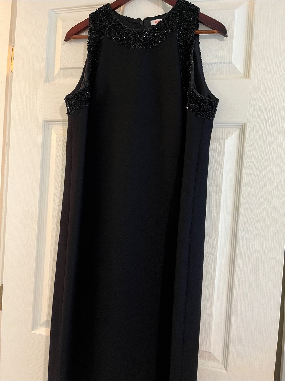 KORS Michael Kors Black Beaded Sleeveless Evening Dress